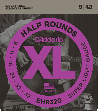 DADDARIO EHR320 ELEKTRO GİTAR TEL SETİ, 09-42, HALF ROUNDS, SUPER LIGHT