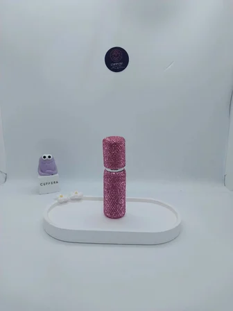 Parıldayan Elmas İşlemeli Mini Doldurulabilir Parfüm Şişesi 10 ML (Pembe)