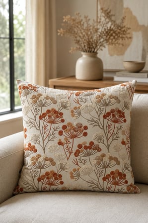 ELVORAN JOY Çiçek Desenli Tek Taraf Baskılı Dekoratif Kırlent Kılıfı 43x43 cm – Bohem & Modern Salon Dekoru