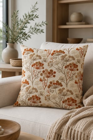 ELVORAN JOY Çiçek Desenli Tek Taraf Baskılı Dekoratif Kırlent Kılıfı 43x43 cm – Bohem & Modern Salon Dekoru