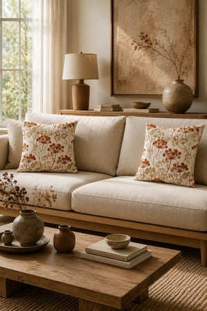 ELVORAN JOY Çiçek Desenli Tek Taraf Baskılı Dekoratif Kırlent Kılıfı 43x43 cm – Bohem & Modern Salon Dekoru