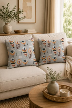 ELVORAN JOY Bohem Tüy Desenli Dekoratif Tek Taraflı Kırlent Kılıfı 43x43 cm – Modern İskandinav Salon Yastık Kılıfı