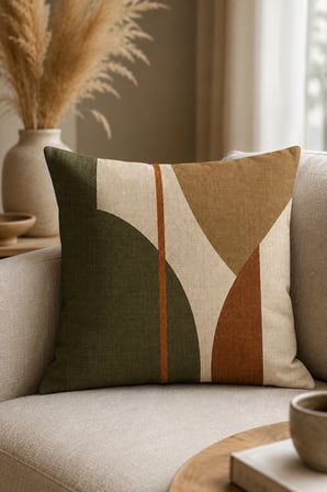 Sonbahar 4’lü Çift Taraf Baskılı Kırlent Kılıfı 43x43 cm + Runner 40x140 cm Modern Dekoratif 5’li Set