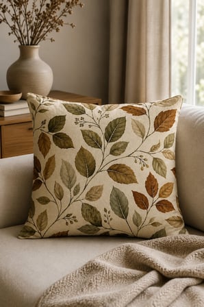 Sonbahar 4’lü Çift Taraf Baskılı Kırlent Kılıfı 43x43 cm + Runner 40x140 cm Modern Dekoratif 5’li Set