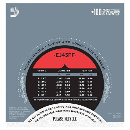 DADDARIO EJ45FF PRO-ARTE KLASİK GİTAR TEL SETİ, CARBON, NORMAL TENSION