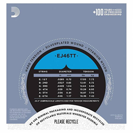 DADDARIO EJ46FF PRO-ARTE KLASİK GİTAR TEL SETİ, CARBON, HARD TENSION