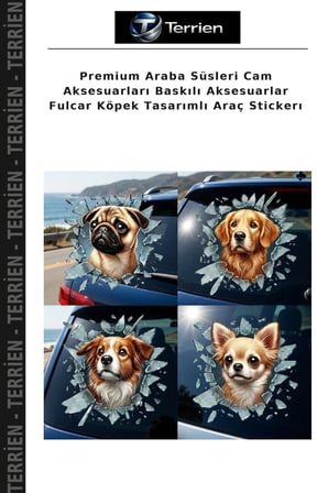 Premium Araba Süsleri Cam Aksesuarları Baskılı Aksesuarlar Fulcar Köpek Tasarımlı Araç Stickerı