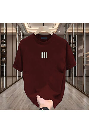 Newon 3 Çizgi Baskılı Beyaz Erkek Tshirt