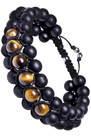 Sertifikalı Makrome Doğal Oniks Kaplan Gözü Taşı Bileklik - 8mm