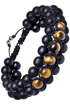 Sertifikalı Makrome Doğal Oniks Kaplan Gözü Taşı Bileklik - 8mm