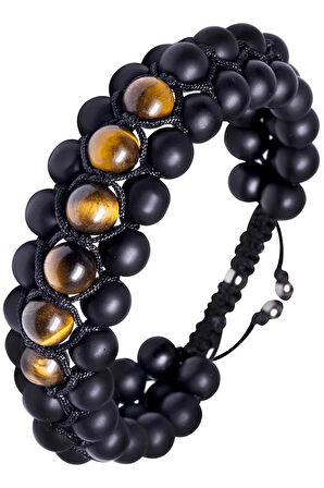 Sertifikalı Makrome Doğal Oniks Kaplan Gözü Taşı Bileklik - 8mm