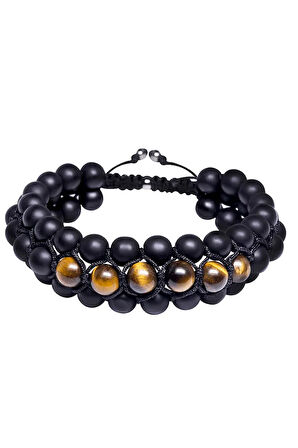 Sertifikalı Makrome Doğal Oniks Kaplan Gözü Taşı Bileklik - 8mm