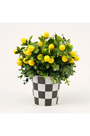 Yapay Limonlu Damalı Vazo