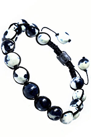 Sertifikalı Makrome Zebra Akik Taşı Bileklik