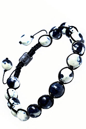 Sertifikalı Makrome Zebra Akik Taşı Bileklik