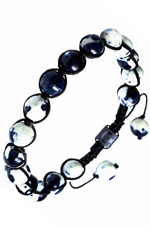 Sertifikalı Makrome Zebra Akik Taşı Bileklik