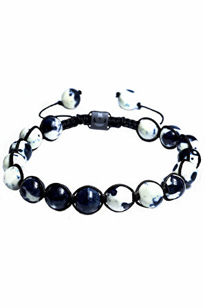 Sertifikalı Makrome Zebra Akik Taşı Bileklik