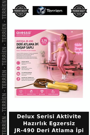Delux Serisi Aktivite Hazırlık Egzersiz JR-490 Deri Atlama İpi