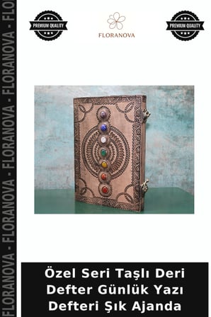 Özel Seri Taşlı Deri Defter Günlük Yazı Defteri Şık Ajanda