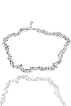 Sertifikalı Doğal Kristal Kuvars Kırık Taşlı Kolye