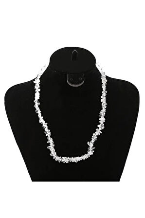 Sertifikalı Doğal Kristal Kuvars Kırık Taşlı Kolye