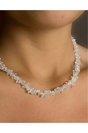 Sertifikalı Doğal Kristal Kuvars Kırık Taşlı Kolye