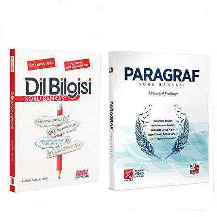 3D Paragraf Soru Bankası ve AKM Dil Bilgisi Soru Bankası Seti 2 Kitap