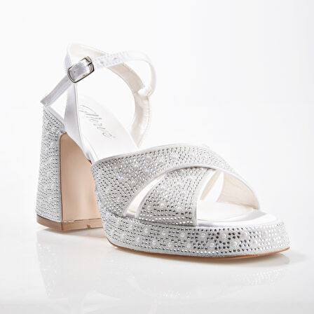 EK Merve 9530 Kadın Taşlı Kalın Platform Topuklu Ayakkabı