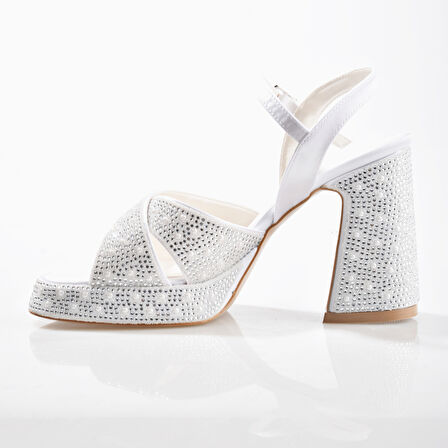 EK Merve 9530 Kadın Taşlı Kalın Platform Topuklu Ayakkabı