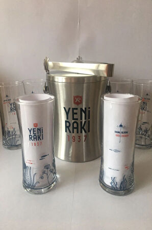 Beyaz Bardak 6 Adet ve Buz Kovası