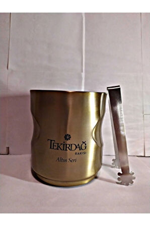 Özel Tasarım Altın Seri Rakı Bardağı(6 Adet)+ Altın Seri Çelik Buz Kovası Set Lotus Bardak