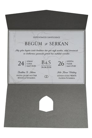 50 Adet Ekonom Düğün Davetiyesi 9304 - Zarfsız