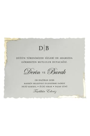 50 Adet Ekonom Düğün Davetiyesi 9319 - Özel Zarflı