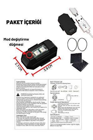 Şarjlı Mini Led Işık/motor Çakar Led/drone Işığı/anti Çarpışma Uyarı Işığı