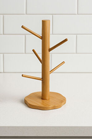 Bambu Fincan Rafı, Bambu Bardaklık (35CM)
