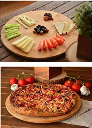 Bambu Dekoratif Yuvarlak Sunum Tabağı, 360 Derece Dönebilen Servis Tabağı, (30 X 30 cm)