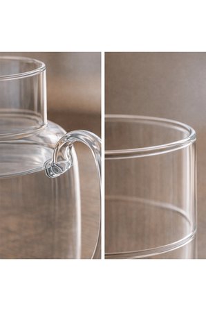 Bardaklı Borosilikat Cam Sürahi Seti – 1.5 Lt | Kulplu, Isıya Dayanıklı, Modern Tasarım
