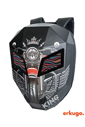 Road King Led Gözlü Motor Sırt Çantası, Sırt Çantası, Telefon Kontrol Kask Taşıma Çantası, Led Çanta