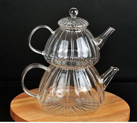 Modern 600 / 1000ml Borosilikat Cam Demlik, Isıya Dayanıklı Cam Kapaklı, Çaydanlık