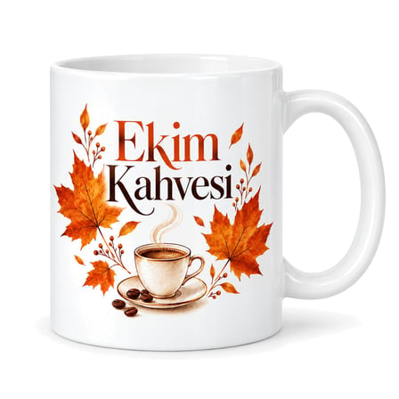 Ekim Kahvesi Tasarımlı Porselen Kupa - MODEL 350