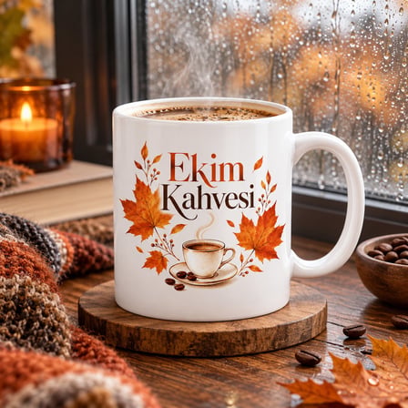 Ekim Kahvesi Tasarımlı Porselen Kupa - MODEL 350