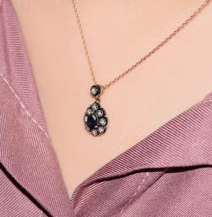 Damla Safir Elmas Kolye