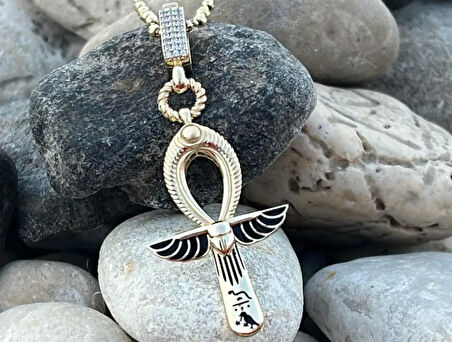 Altın Mineli Ankh Charm