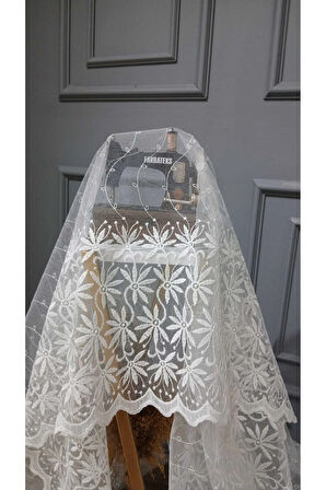 Brode Nakış Yeni Eko Seri Tüm Desen Sarmaşık 3Kat Pileli Tül Perde