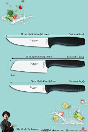 Eco Serisi Mutfak Bıçak Seti Et Ekmek Sebze Şef Bıçağı 3 Lü Set