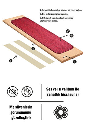 Kare Bukle Halıdan Ekonomik Basamak Ve Merdiven Paspası - Bordo / Adet Olarak Satılır