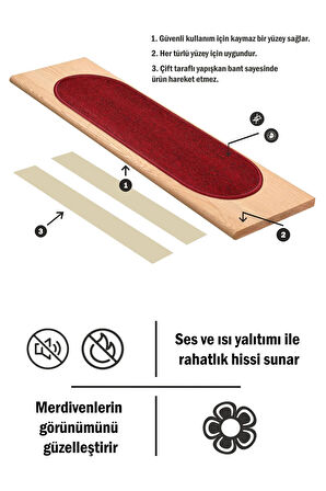 Kapsüle Bukle Halıdan Basamak Ve Merdiven Paspası - Bordo / Adet Olarak Satılır