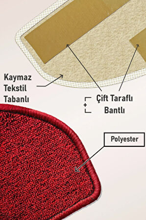 Yarım Ay Bukle Halıdan Ekonomik Basamak Ve Merdiven Paspası - Bordo / Adet Olarak Satılır