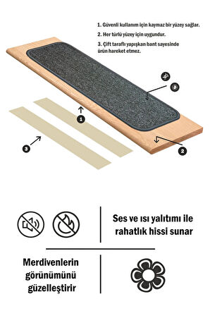 Kare Bukle Halıdan Ekonomik Basamak Ve Merdiven Paspası - Gri / Adet Olarak Satılır