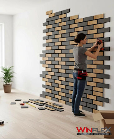 WİNFLEX EKO TUĞLA MİX  AKUSTİK AHŞAP PANEL 
